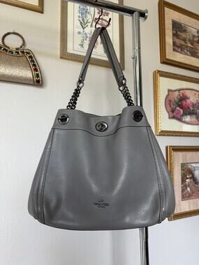 Coach Turnlock Edie Grey Shoulder Bag
